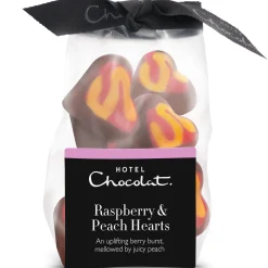 Raspberry & Peach Chocolate Hearts Ribbon Bag